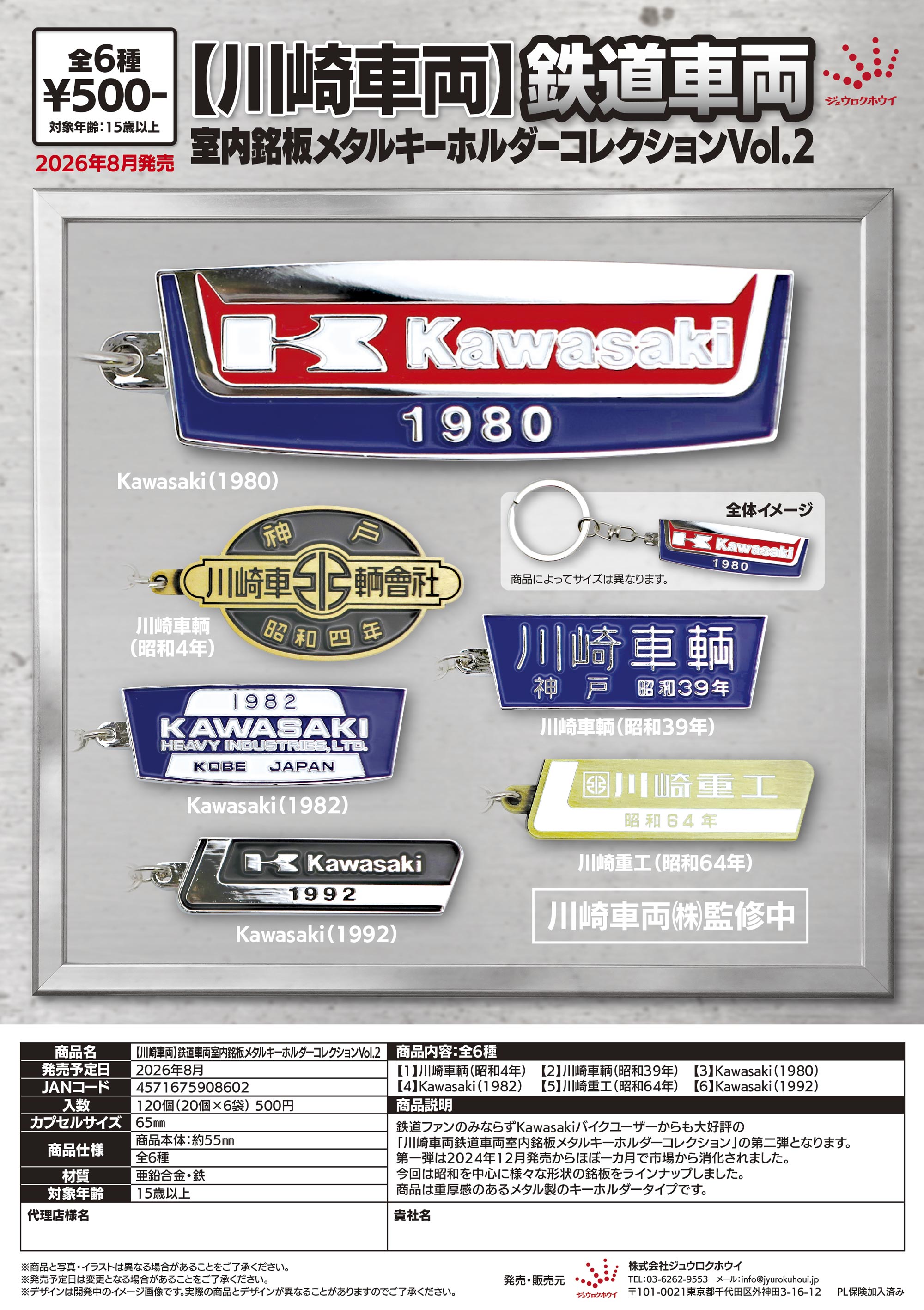 【川崎車両】鉄道車両室内銘盤メタルキーホルダーコレクションVol.2